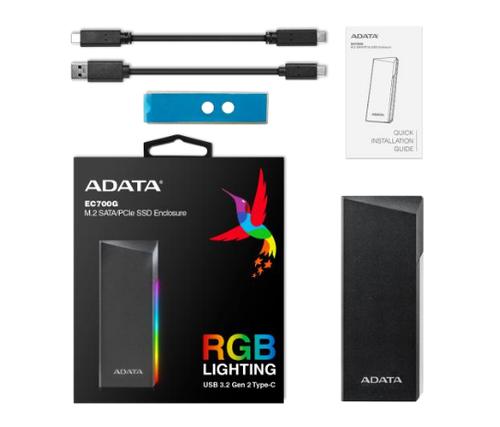 BOX EXT.RGB PER SSD M2 TIPO NVME CON USB 3.2 ADATA